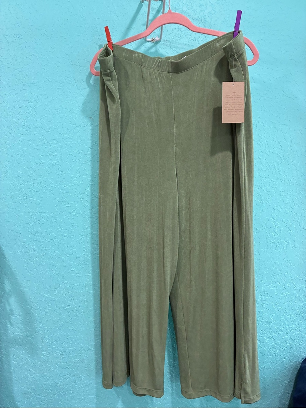 Coldwater Creek green crop slit knit pant 3X 24-26 NwT travel women’s plus